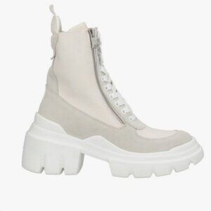 Emanuelle Vee Women's Suede Combat Boots Chunky Heel